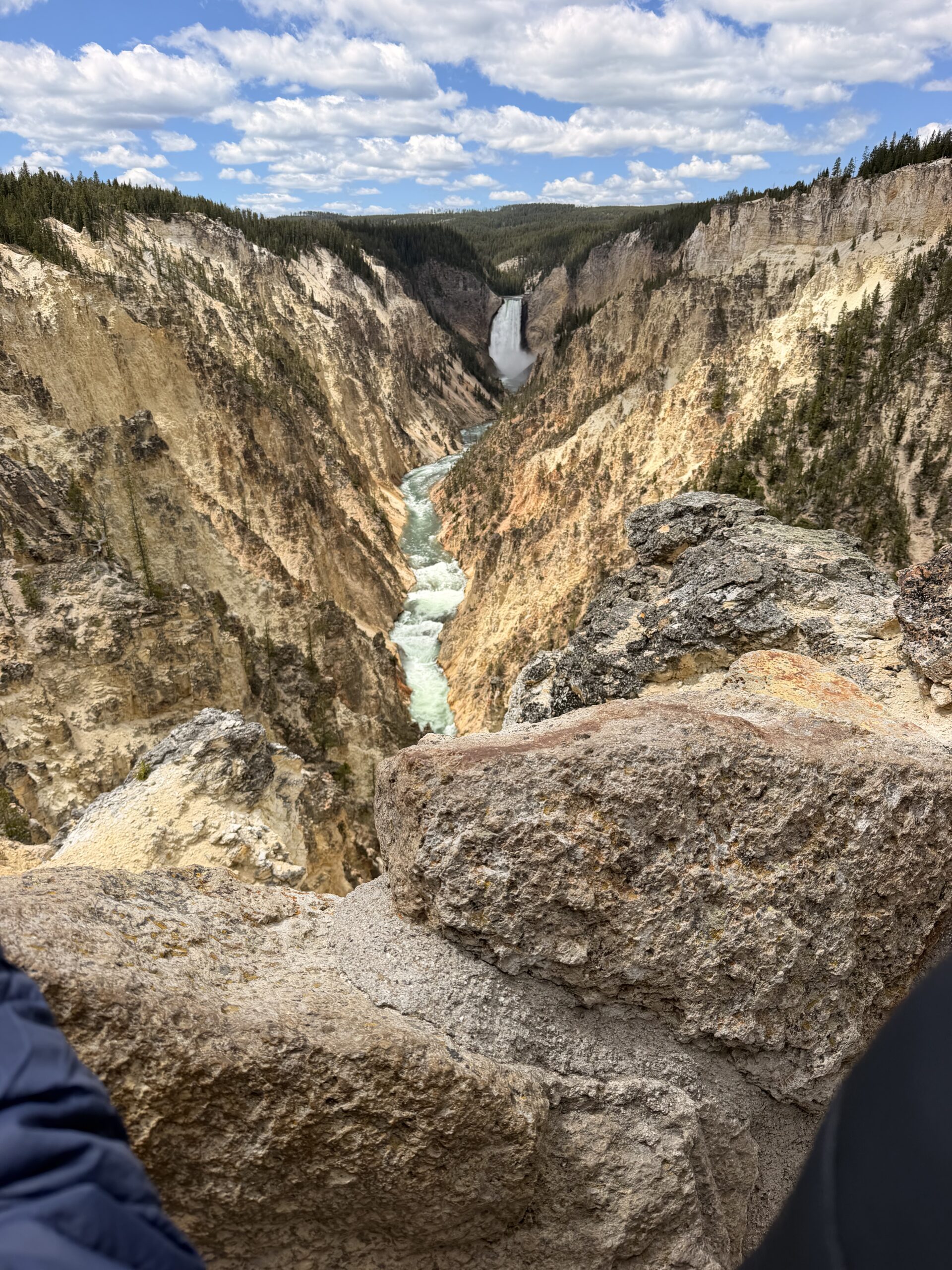 Grand Canyon of the Yellowstone overlook with waterfall