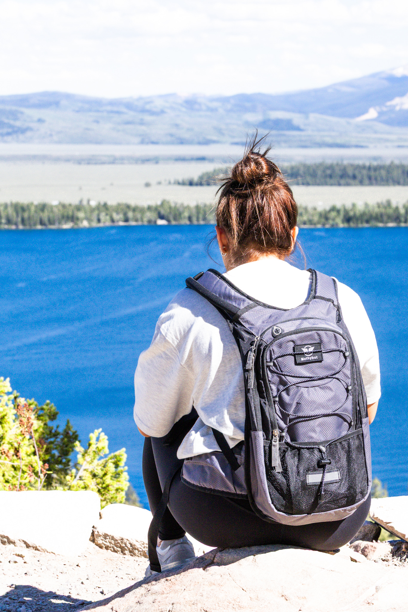 Taking in the view from Inspiration Point with a daypack