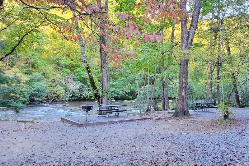 Riverside picnic area at Mynatt Park, Gatlinburg