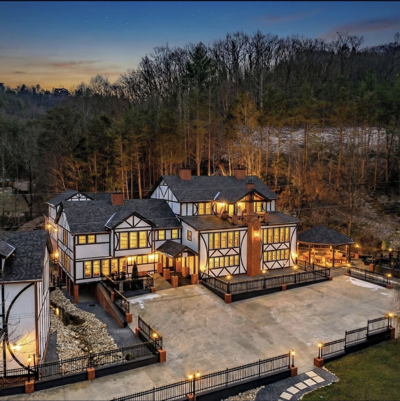 Majestic 12 bedroom Tudor estate Sevierville with pool and event space