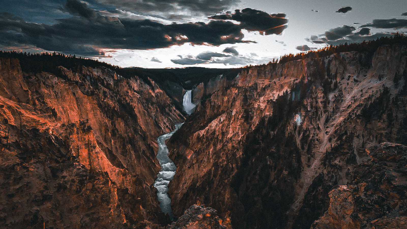 Lower Falls waterfall in the Grand Canyon of Yellowstone