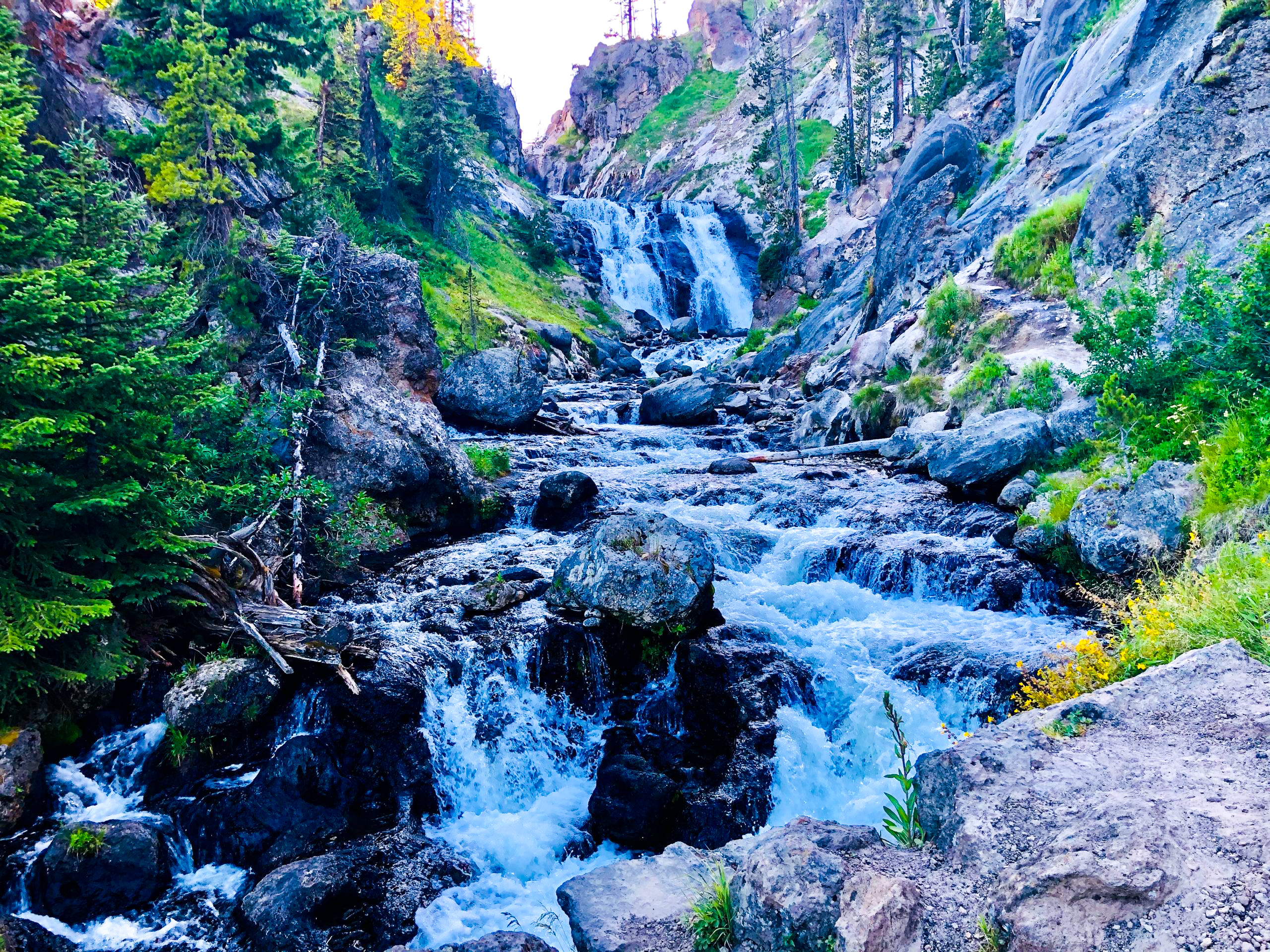Mystic Falls tiered waterfall near Biscuit Basin in Yellowstone