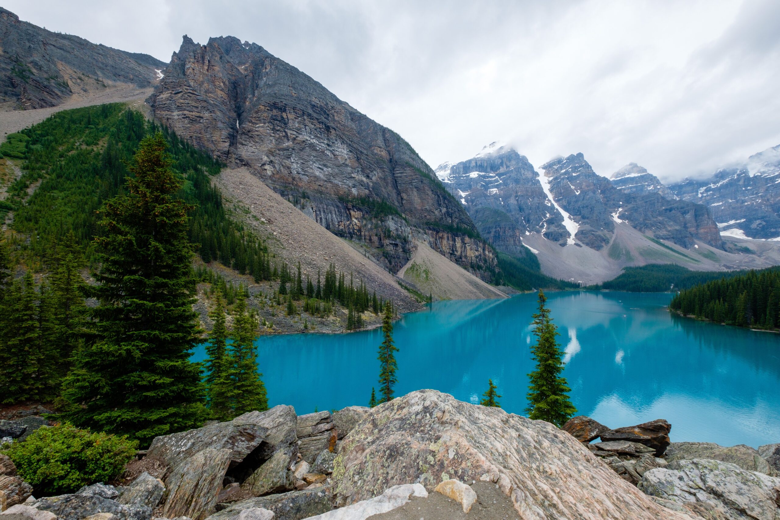 Moraine Lake and the Valley of the Ten Peaks seen from the Rockpile Trail in Banff National Park