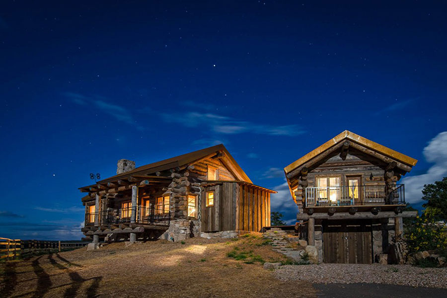 Zion Mountain Ranch log cabins bordering the east side of Zion National Park