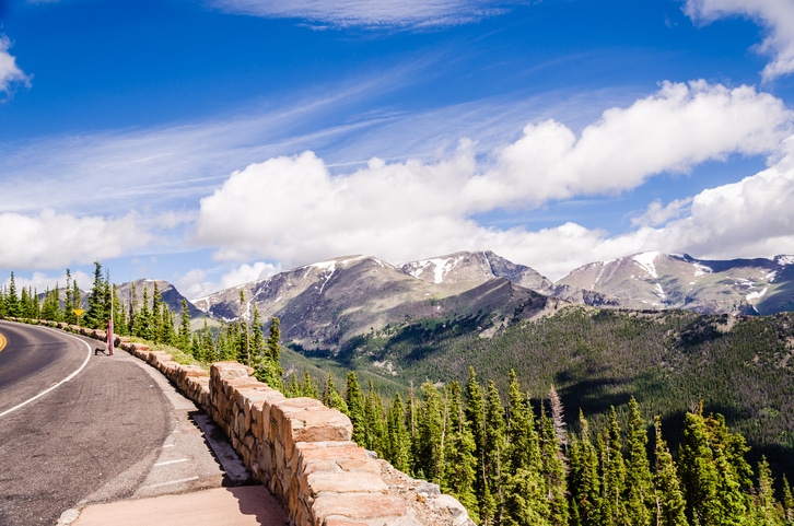 Trail Ridge Road climbing above treeline in Rocky Mountain National Park